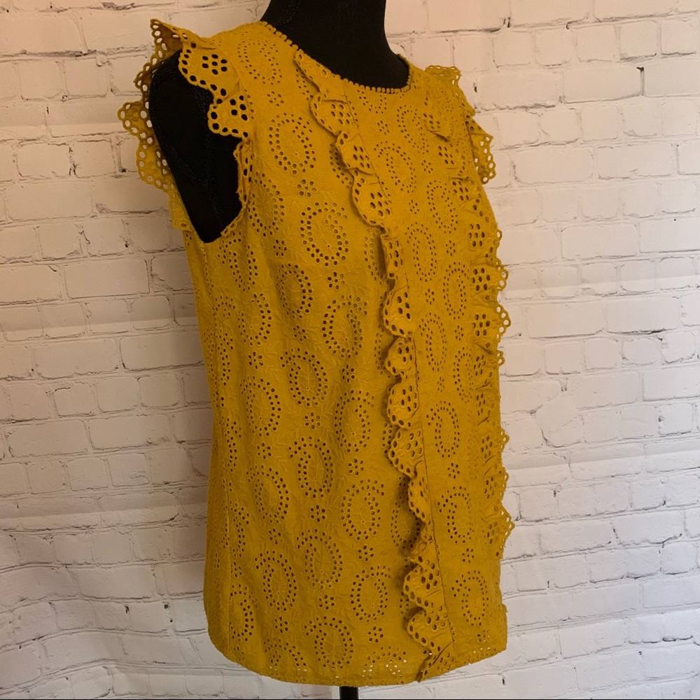 Boden sleeveless mustard colored, eyelet top, sz 2